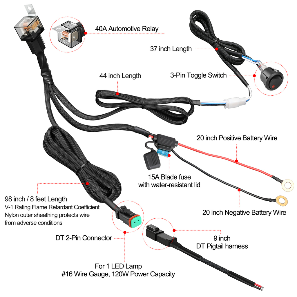 Code 4 Led Single Wiring Harness