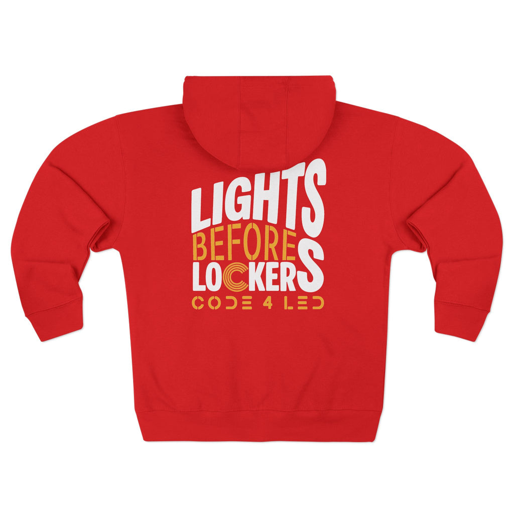 Code 4 LED Zip Hoodie — "Lights Before C" Graphic Zip-Up