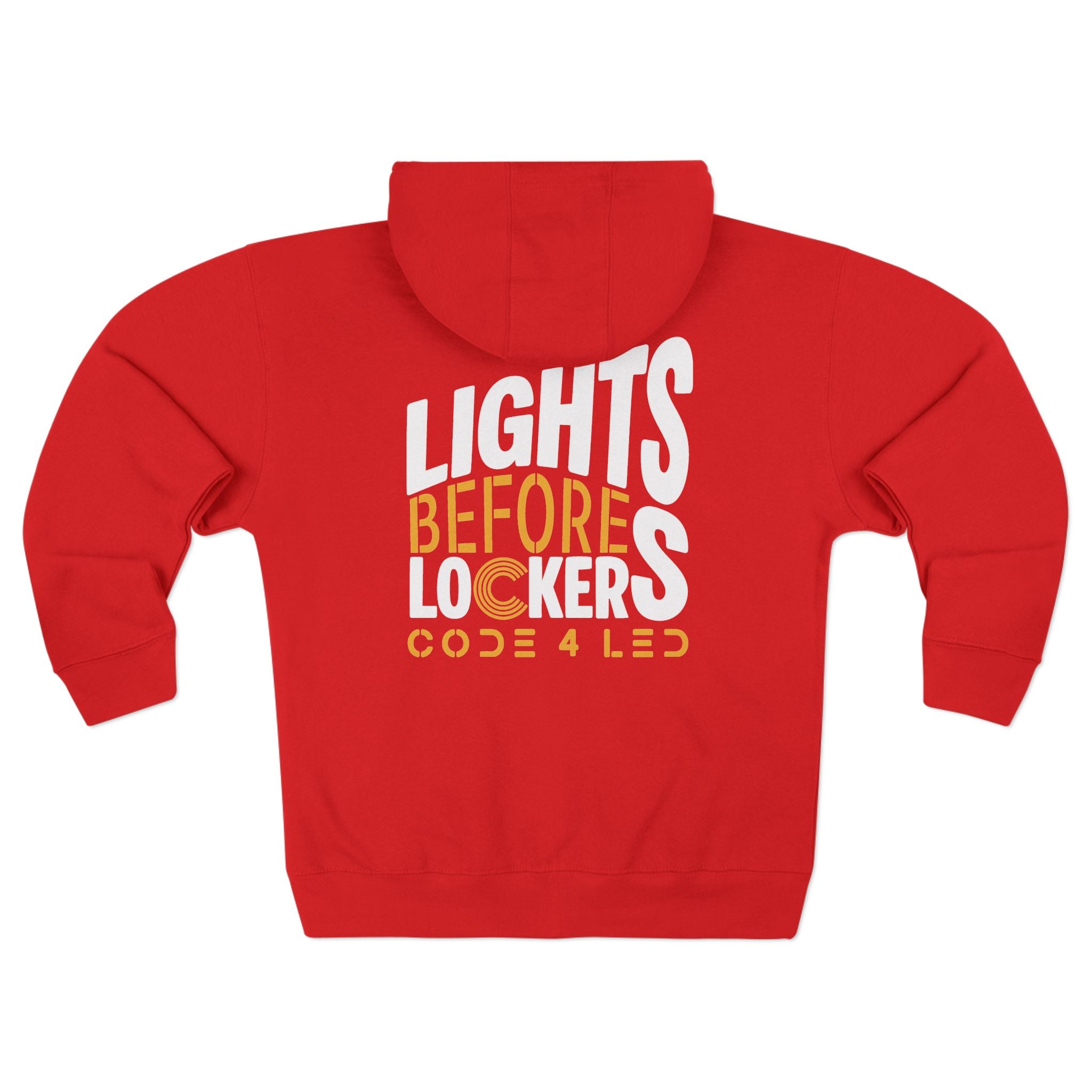 Code 4 LED Zip Hoodie — "Lights Before C" Graphic Zip-Up