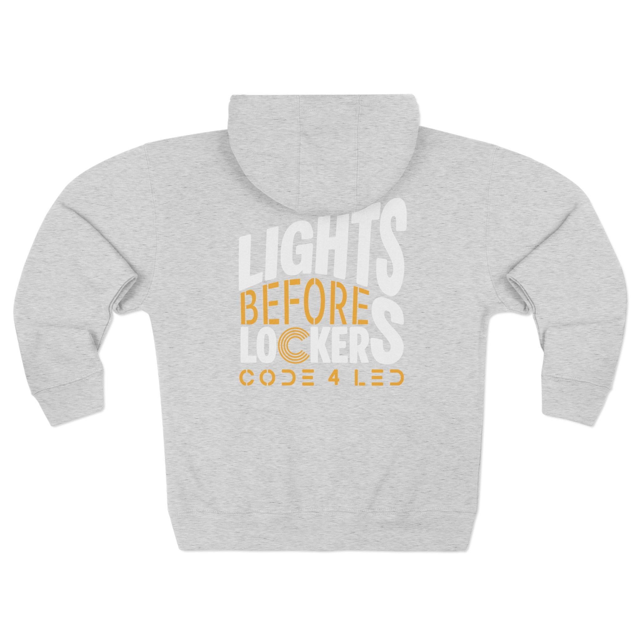 Code 4 LED Zip Hoodie — "Lights Before C" Graphic Zip-Up