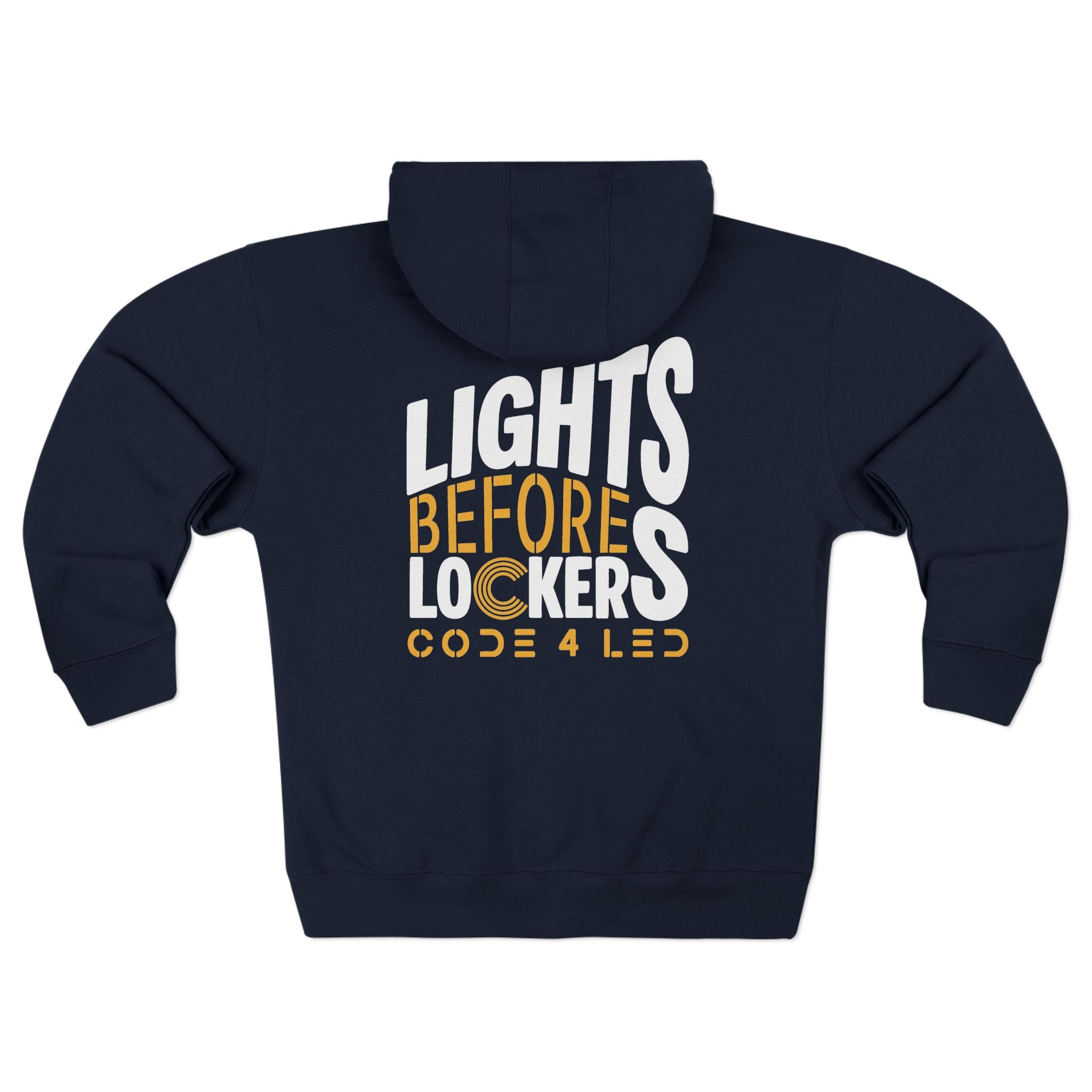 Code 4 LED Zip Hoodie — "Lights Before C" Graphic Zip-Up