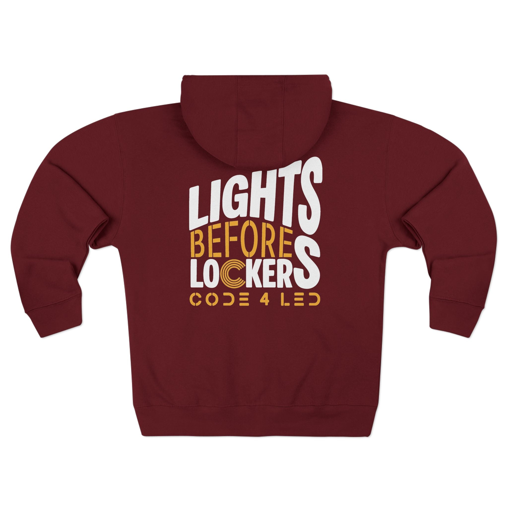 Code 4 LED Zip Hoodie — "Lights Before C" Graphic Zip-Up