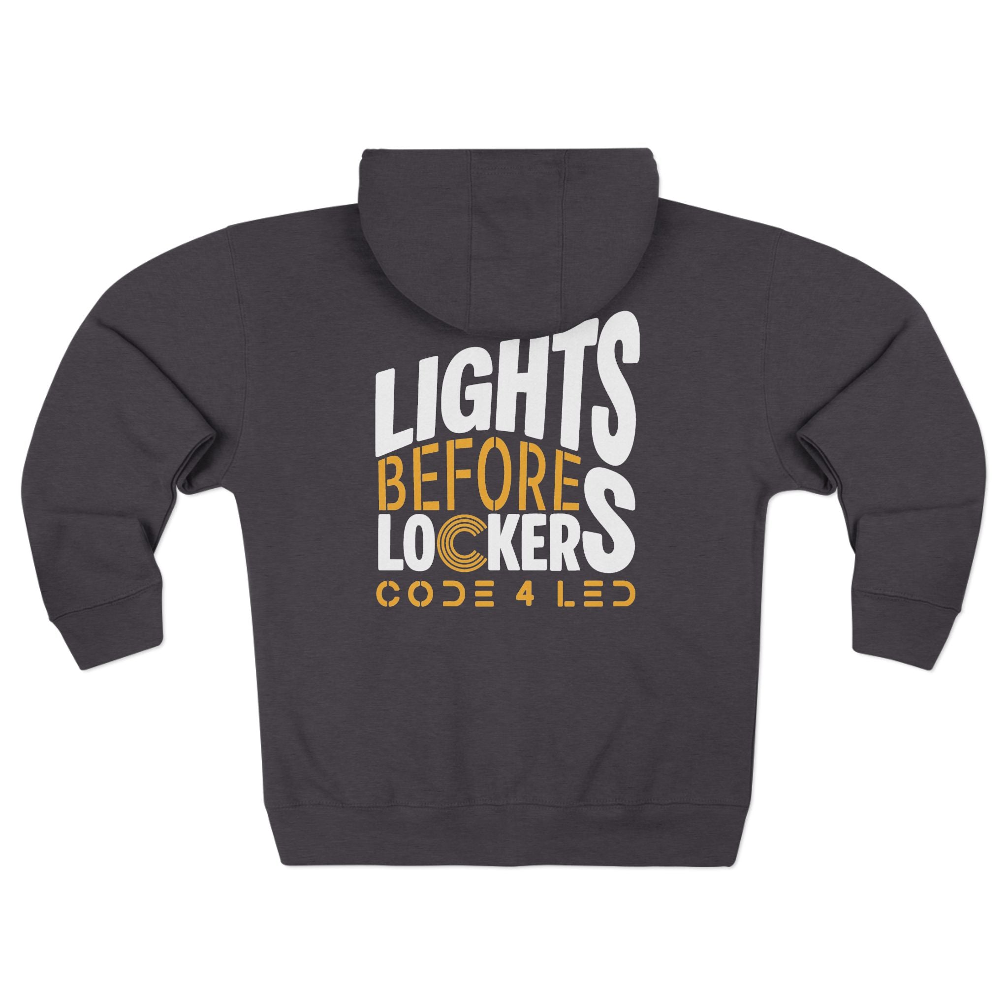 Code 4 LED Zip Hoodie — "Lights Before C" Graphic Zip-Up